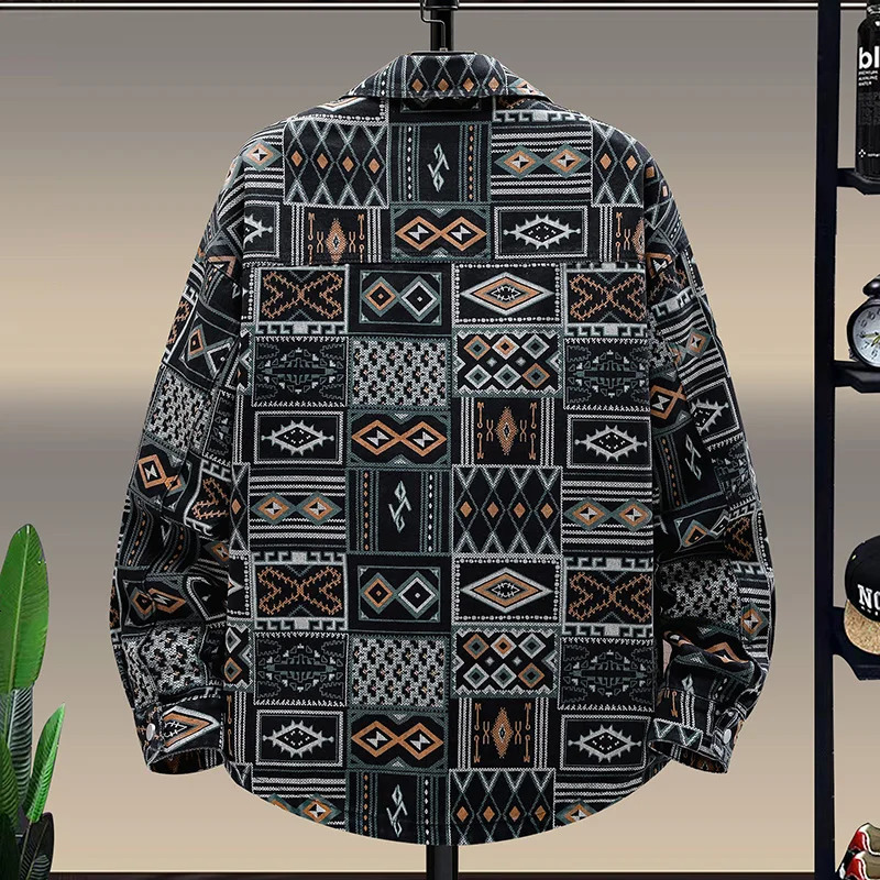 Casual Men Jean Jackets Streetwear Printing Turn Down Collar Denim Coats Men Jacktes 240704