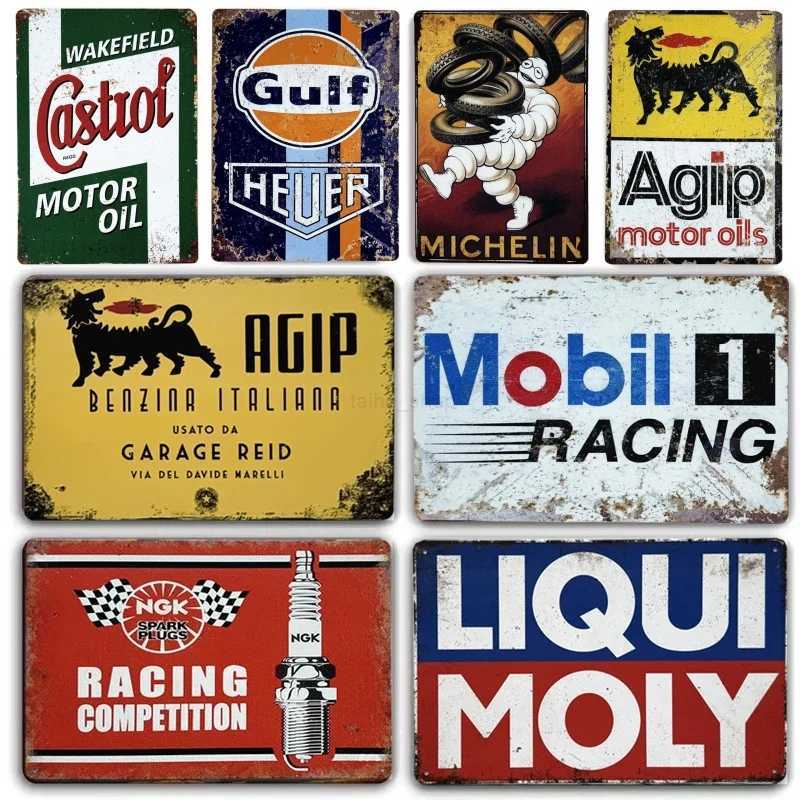 Vintage Agip Ngk Motor Oil Gas Racing Metal Tin Sign Art Poster Iron Plates Garage Bar Pub Club Man Cave Home Decor Wall DecorB240710