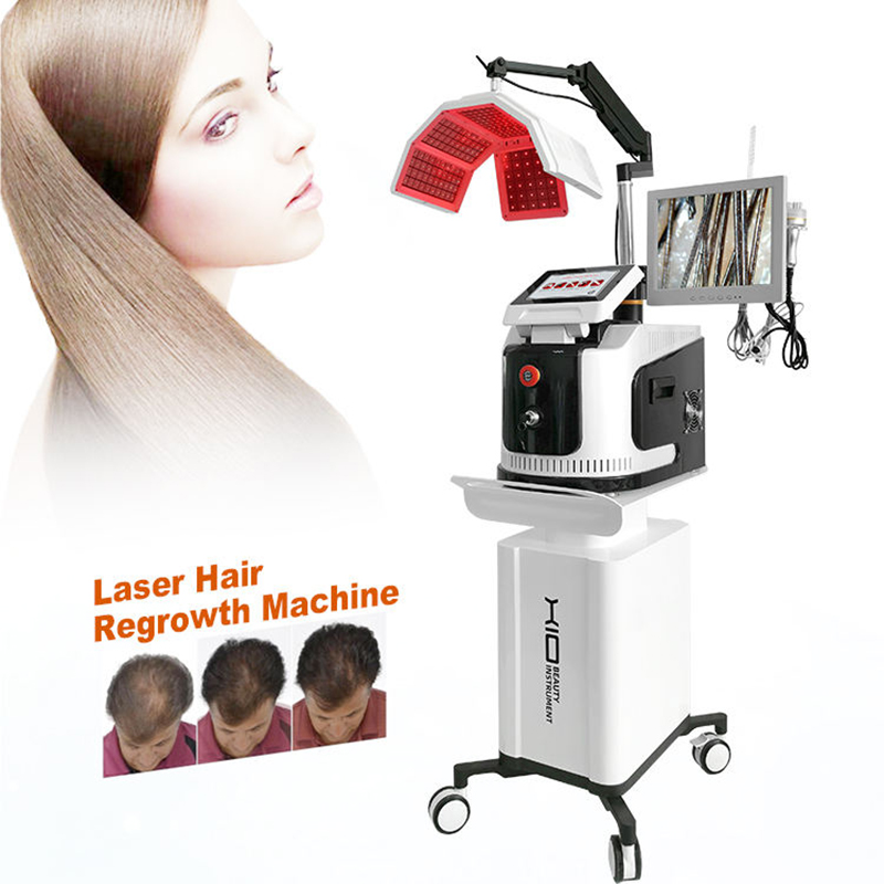 Led Red Light Therapy Laser Hair Growth/Regrowth Anti Hair Removal Treatment Clinic Use 650nm Follicles Analyzer Scalp Massage Machine (No base)