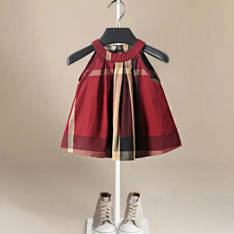 100% Cotton Childrens Summer Clothing Girls Dress 3-5 Years Old Girl Plaid Princess Dresses Baby Girls Kawaii Skirt 240703