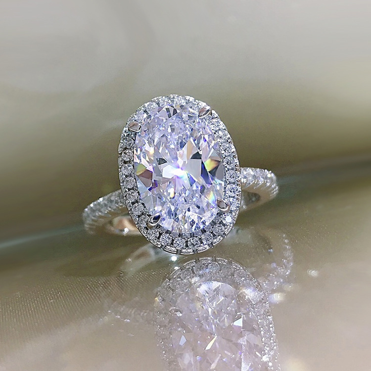 Moissanite Oval Engagement Ring: 2024 Dove Egg Large Cut Sterg Sier Eternity Band for Women