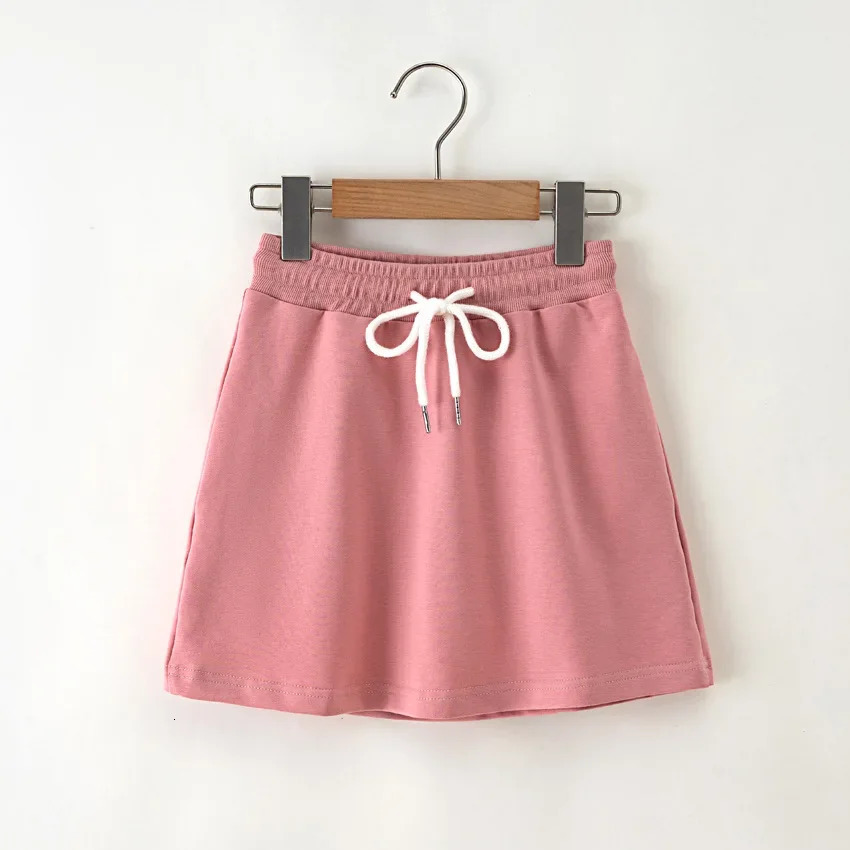 Girls Short Skirt Summer Cotton Casual Teenage Kids Sport Skirts 8-12 Years Solid Elastic Waist School A-Line Skirt for Children 240703