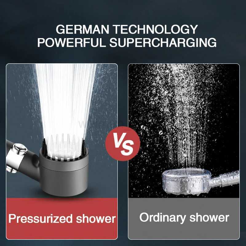 New Black Shower Head Rainfall High Pressure 3 Modes Adjustable Boost Filter Holder with Hose for Bathroom Accessories SetsCL240710