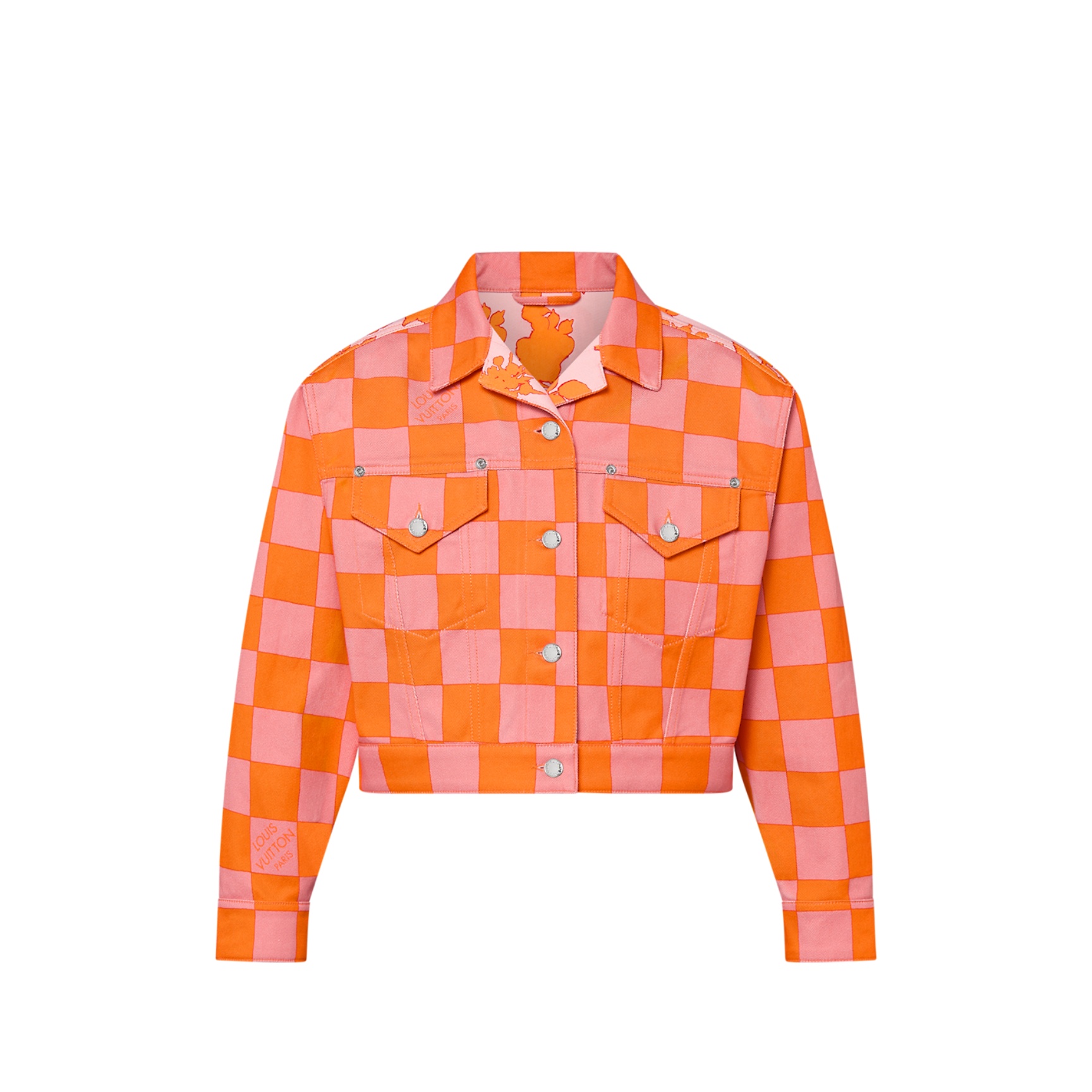 1AFLKK Damier women Jacket Fashion Vintage Style Denim Jackets Casual Long Sleeve Short Coat Spring Autumn Sun Protection Outerwear 1AFTJB