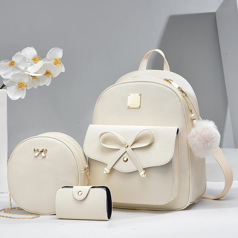 3 pieces/set Kawaii cute backpack pre school day bag womens leisure travel commuting Knapsack 240704
