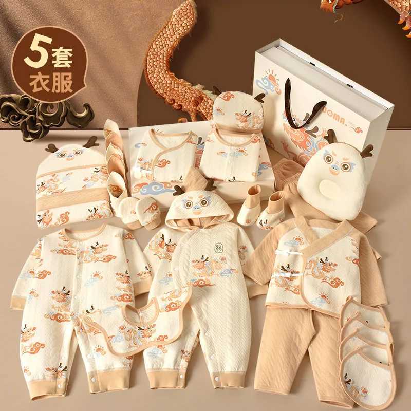Gift Sets 20/22/24/26 Newborn Clothing Baby Gift Auspicius Ruilong Pure Cotton Set 0-6 Months Summer Childrens Set Unisex H240710