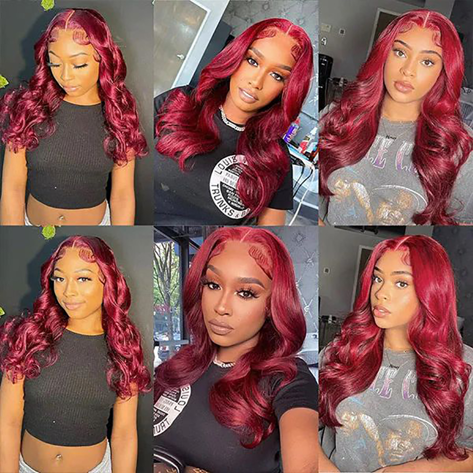 99J Bury Front Human Hair 13X4 HD Body Wave Frontal 4X4 Lace Closure Wigs