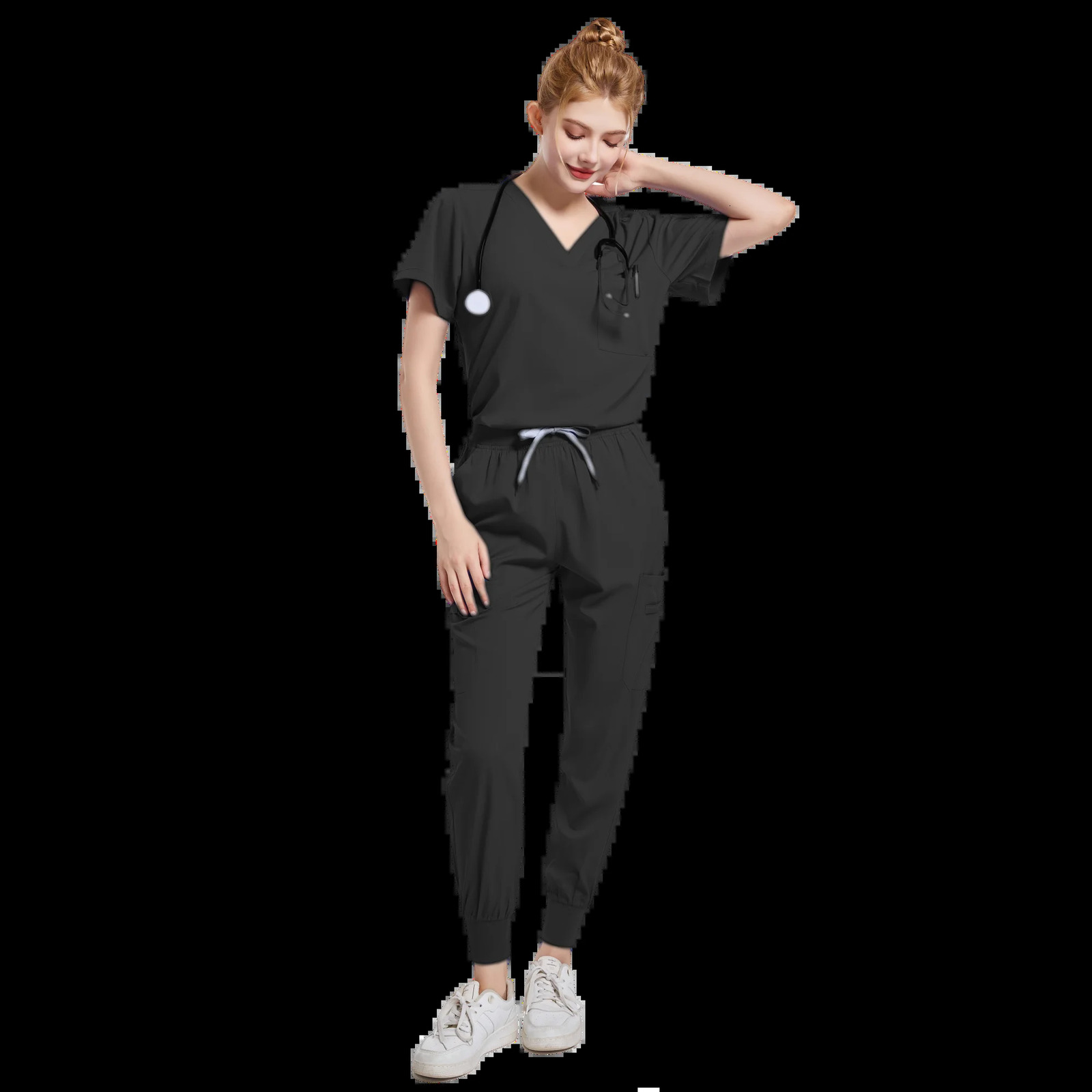 Spa Uniforms Women Scrubs Jogger Set Uniforms Scrub Top Pants Lab Coat Nurse Uniform Blouse e Femme Work Wears 240704