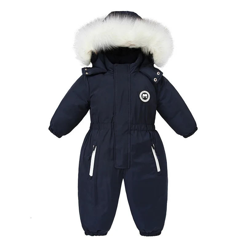 30 Winter Baby Clothes Thicken Warm Jumpsuits Snowsuits Girl Boy Hooded Jacket Waterproof Rompers Ski Suits Kids Coat Outerwear 240706