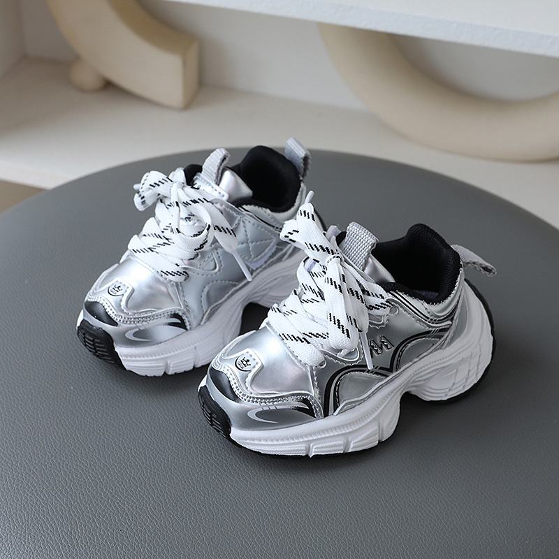 2024 Spring Autumn New Leather Sports for Boys and Girls Treasure Middle School Children's Anti slip Soft Sole Casual Shoes F710-32 H260130