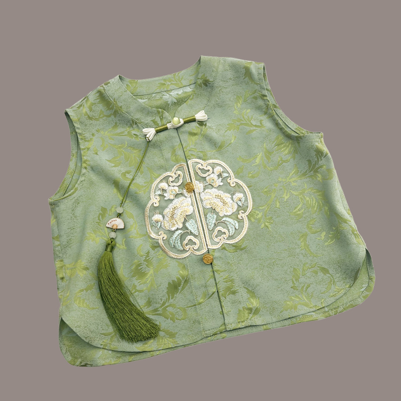 Children's summer new new Chinese boys and girls Tang suit Hanfu dark jacquard short-sleeved light suit