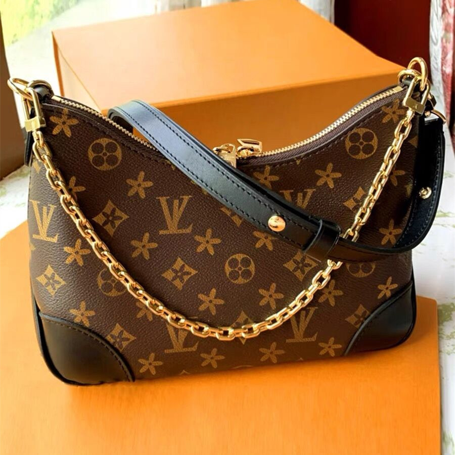 Old Flower Embossed Shoulder Bag Brown Crossbody Bag Chain Designer Wallet Women Crescent Bag Luxury Dumpling Bag Black purse Chain Handbag Quick Shipping