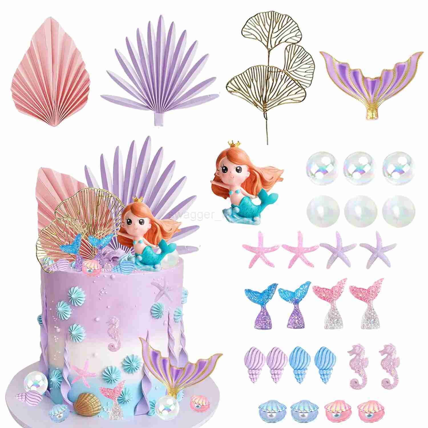 Mermaid Cake Toppers Under the Sea Mermaid Tail Cake Decorations for Birthday Baby Shower Party SuppliesB270708