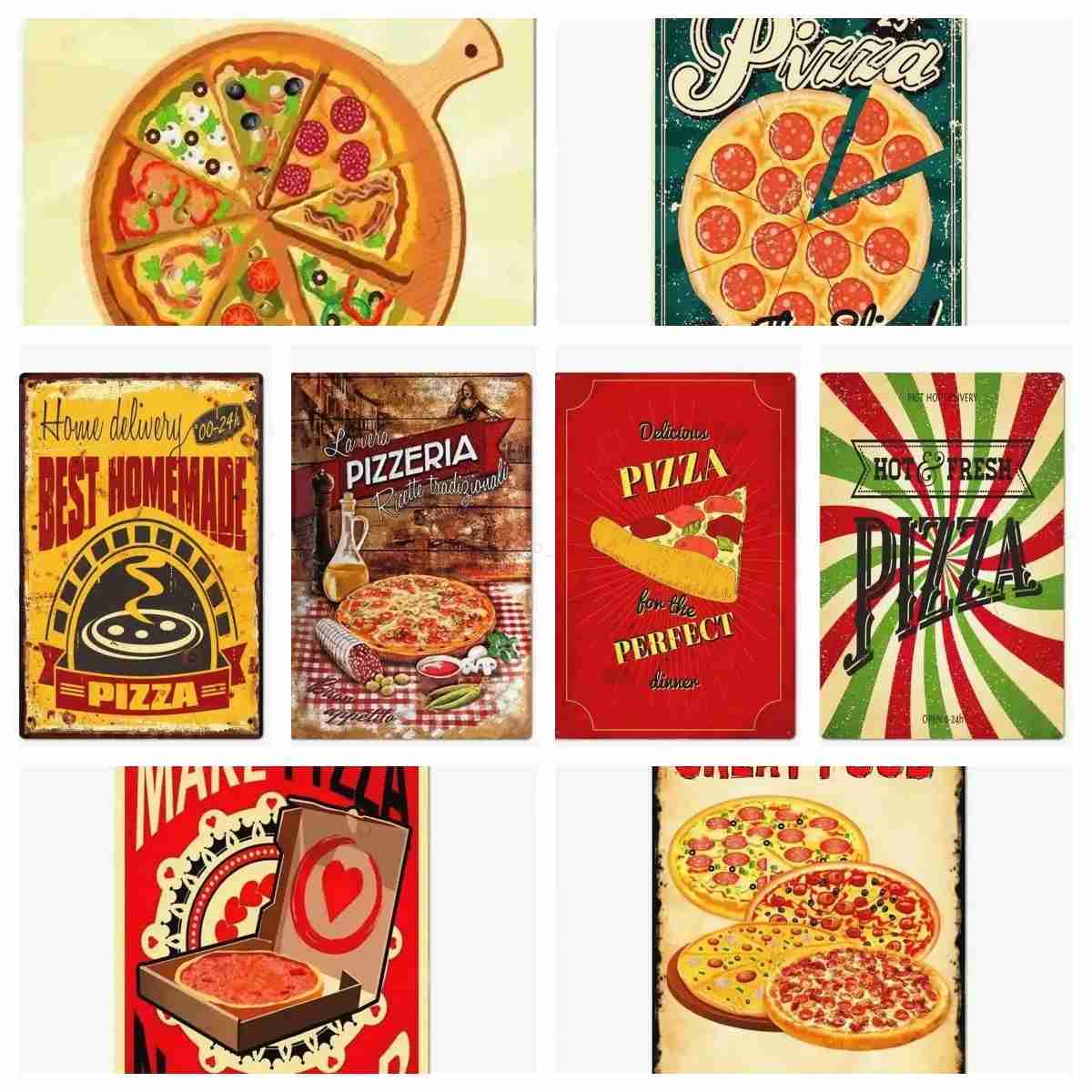 Metal Sign Pizza Plaque Wall Decoration Vintage Art Posters Iron Painting for Man Cave Home Cafe Restaurant Club Bar 8x12InchB240710