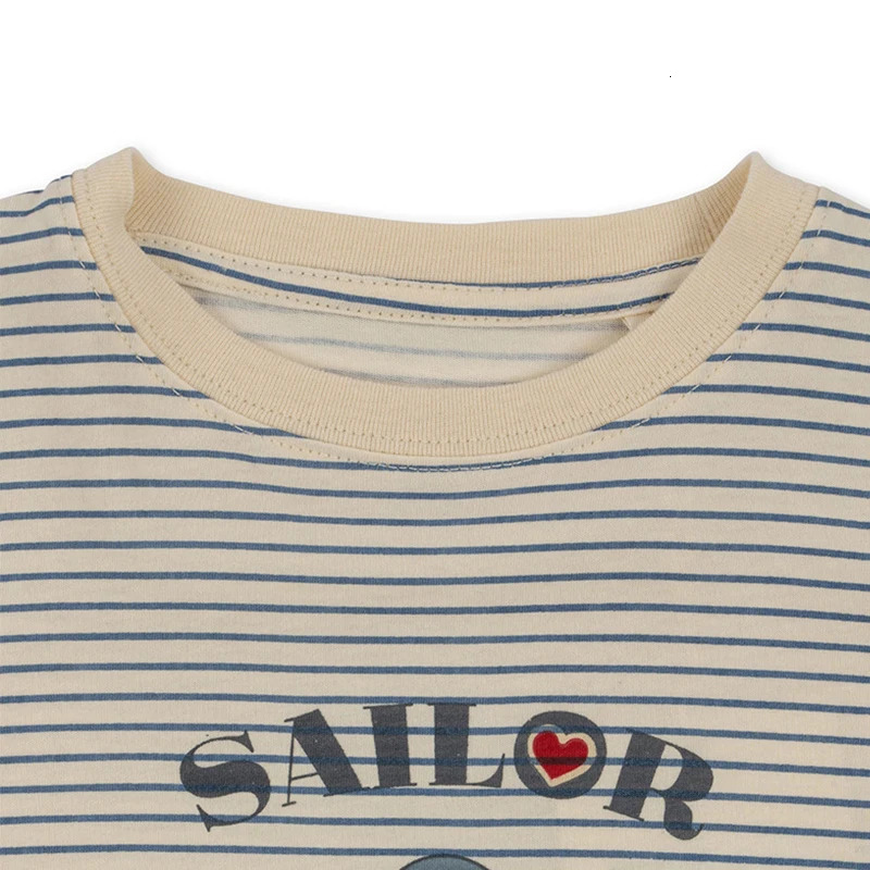 2024 Summer Girl Stripe Cherry Short T-shirt Boy Polo Shirt Kids Leisure Top Childrens Cute Printed T-shirt 240709