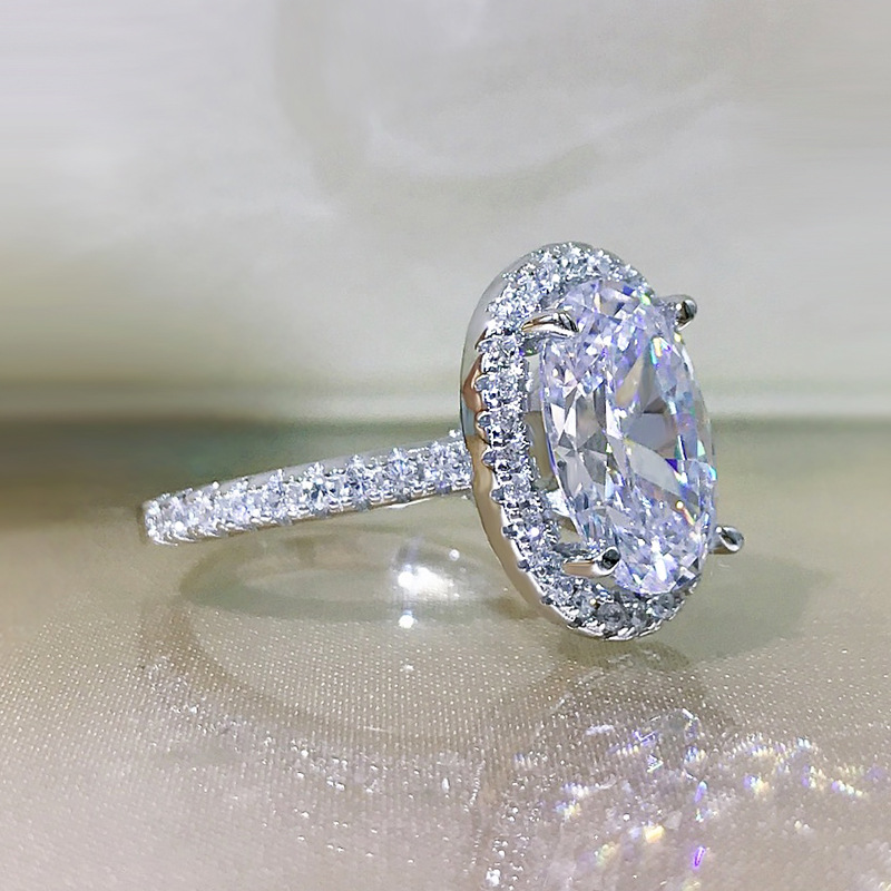 Moissanite Oval Engagement Ring: 2024 Dove Egg Large Cut Sterg Sier Eternity Band for Women