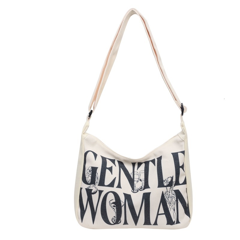 2024 Spring New Letter Printed Canvas Shoulder Bag Women's Colored Crossbody Bag Large Capacity Commuter Bag Fashion Cloth Bag H7.10#23.98