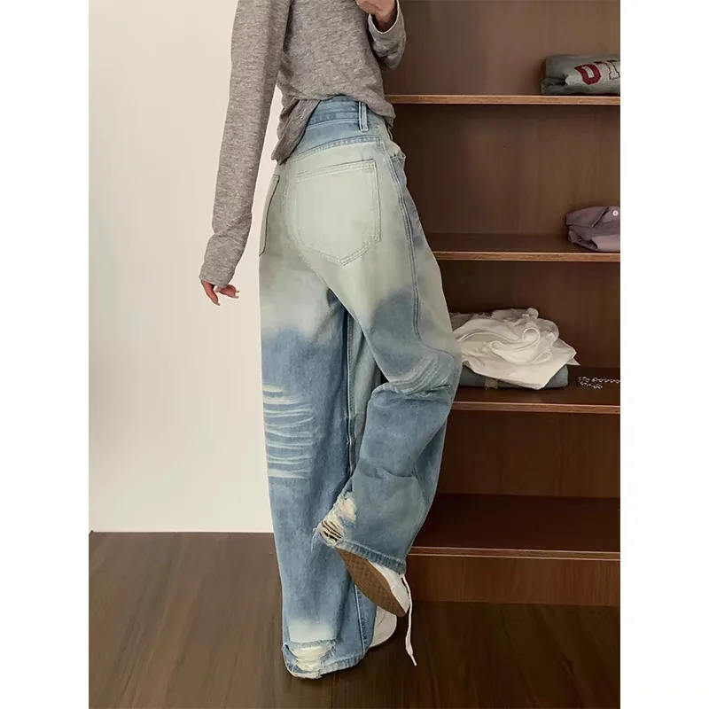 Women American Vintage Baggy Low Rise Y2k Japanese Streetwear Wash Denim Pants Harajuku Long Trousers 2000s Jean Old Money Punk 240704