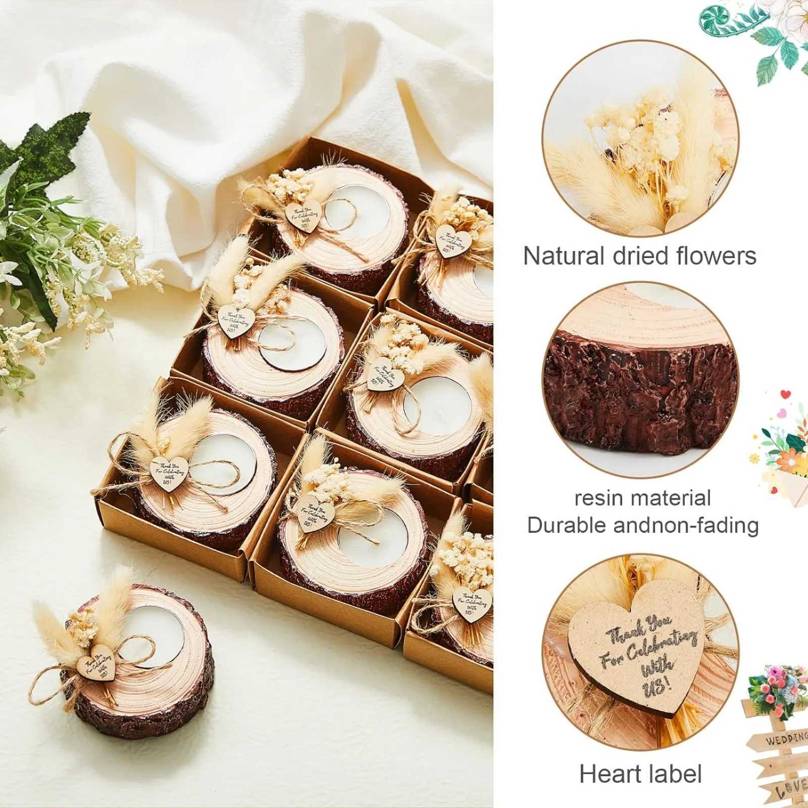 Candles US 50 Pcs Wedding Favor Candle Holders Bridal Shower Favors Candles Rustic Wedding Souvenirs for Guest Gifts S247106
