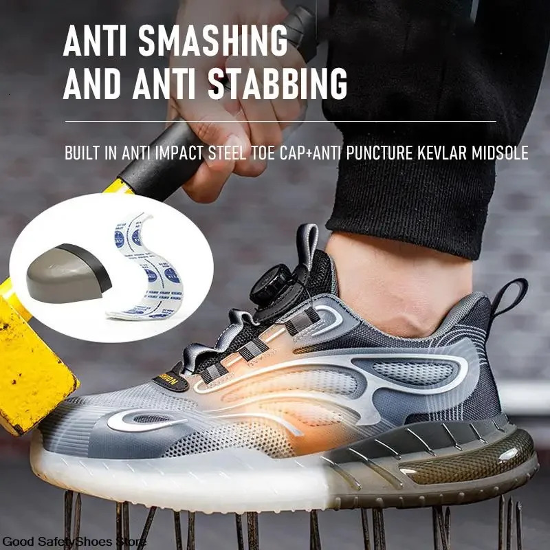Men Sport Safety Shoes Cushion Work Sneakers AntiPuncture Breathable Boots Women Steel Toe Lightweight 240702 - view 3