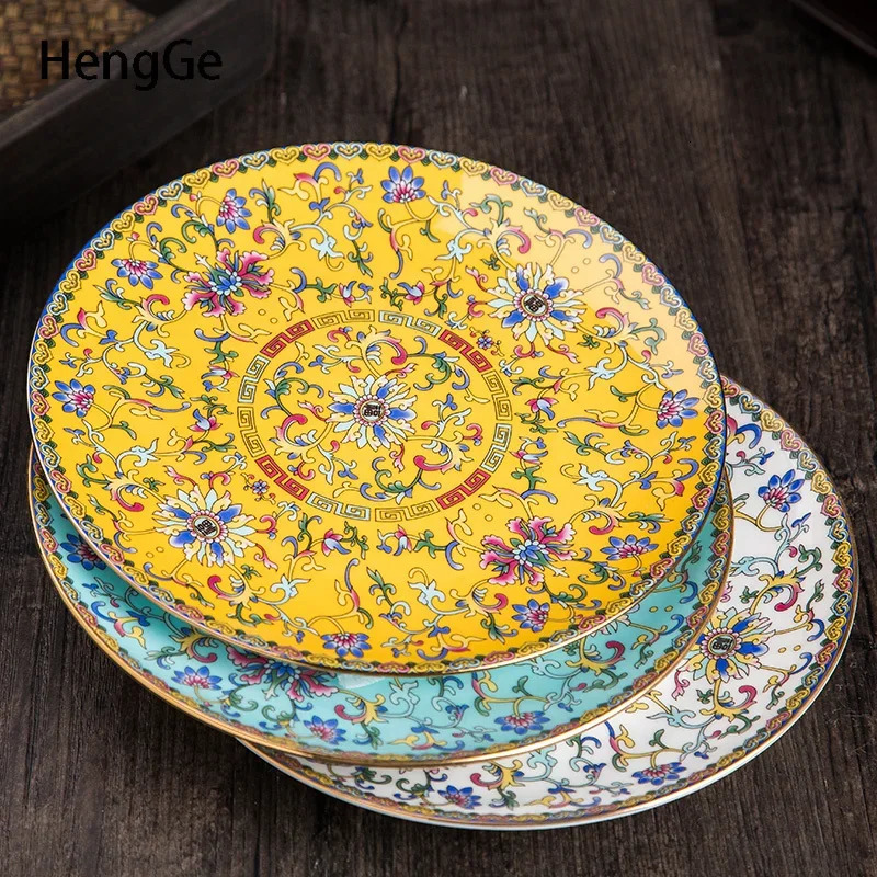 Creative Gold Stroke Ceramic Dinner Plate Dinner Steak Dishes el Tableware Serving Tray Enamel Decorative Porcelain Plates 240709