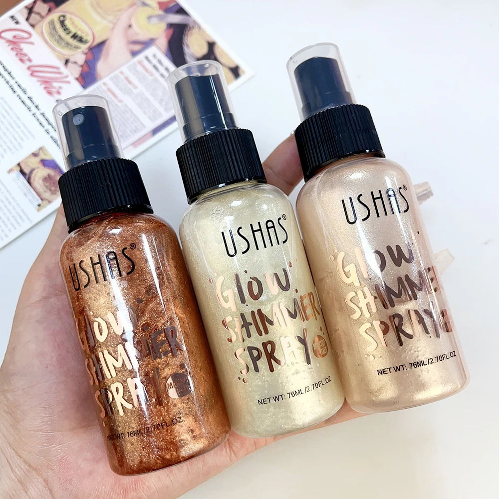 Gold Silver Highlighter Spray Waterproof Glitter Shimmer Sparkle Liquid Highlighter Makeup for Face Body Cosmetics 240709