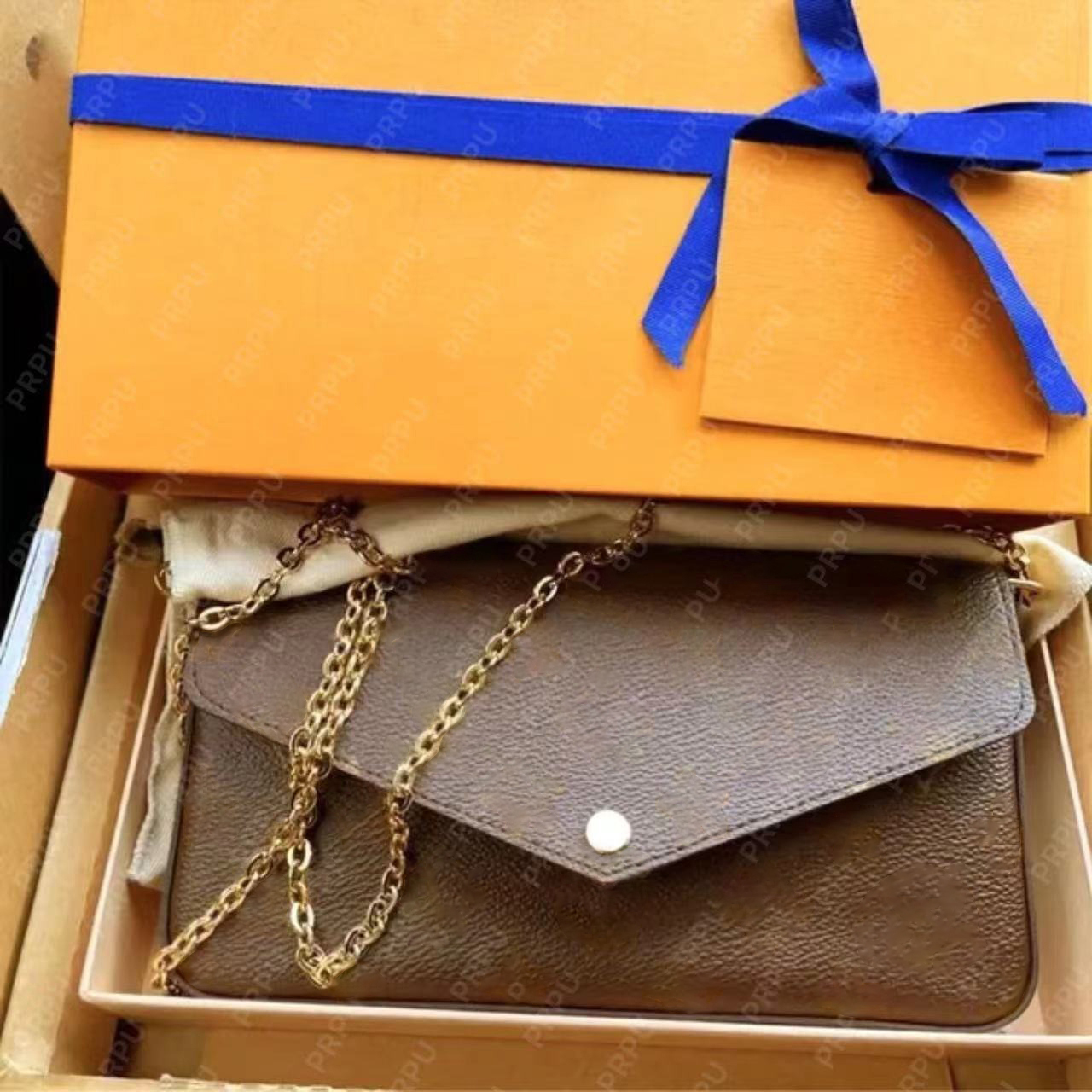 Designer bag classic 3pcs set wallet on chain shoulder bag women clutch purse crossbody handbag portefeuille woc dicky0750 lady sling bag envelope sac de luxe tasche