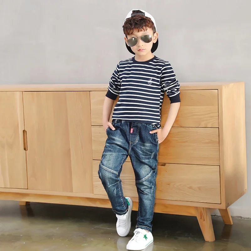 IENENS Jeans For Boys Clothes Kids Cowboy Sports Pants Children Denim Trousers Clothing Boy Bottoms Size 4 5 6 7 8 9 10 11 12 240703