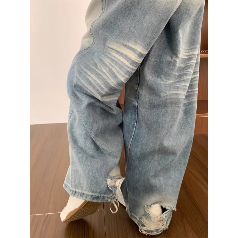 Women American Vintage Baggy Low Rise Y2k Japanese Streetwear Wash Denim Pants Harajuku Long Trousers 2000s Jean Old Money Punk 240704