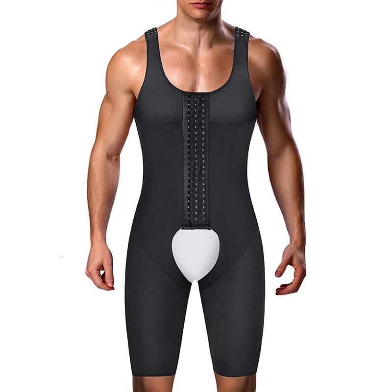 Compression Suit Full Body Shapewear for Men Slimming Bodysuit Waist Trainer Hip Enhancer Thigh Trimmer Shaping Underwear Shirts 240703