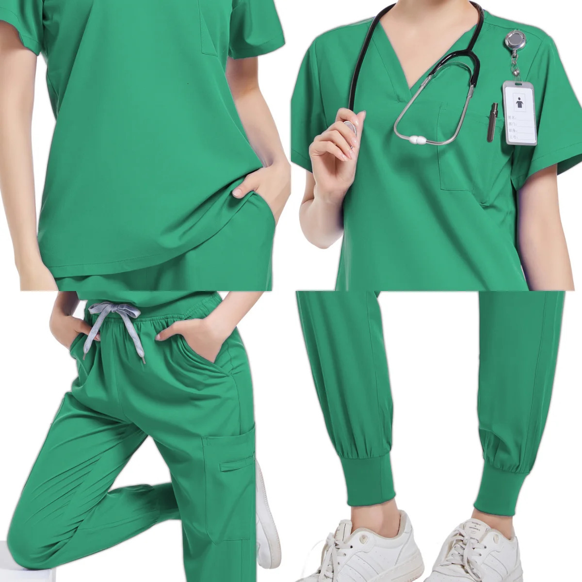 Spa Uniforms Women Scrubs Jogger Set Uniforms Scrub Top Pants Lab Coat Nurse Uniform Blouse e Femme Work Wears 240704