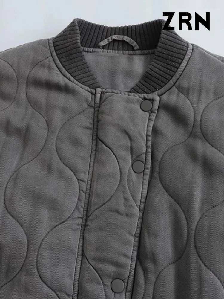 Womens Jackets ZRN oversized quilted bomber jacket suitable for women thick and warm jacket long sleeves button up womens clothing fashionable top fas