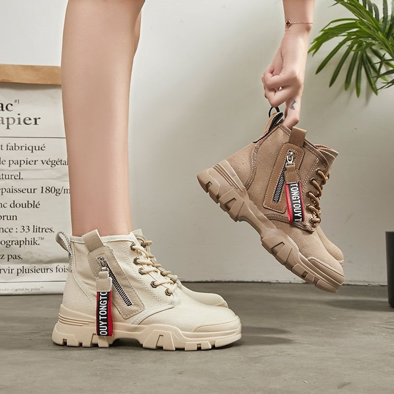 New Breathable Ddmysports Motorcycle Short Comfortable And Non Slip Lacing Casual Igh Top Shoes Canvas Martin Boots For Women Free Shipping Outdoor