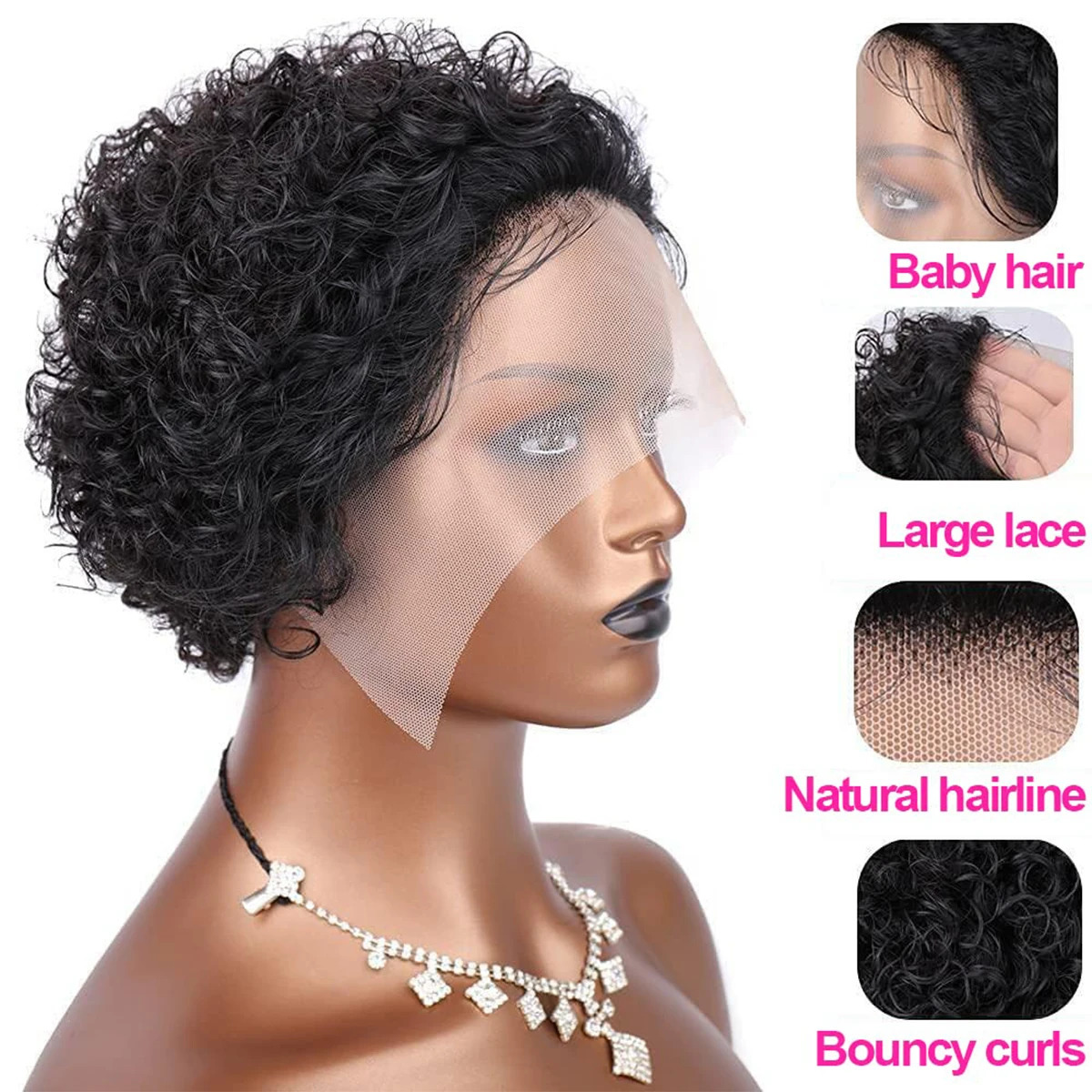 Pixie Cut Wigs Human HaiShort Curly Lace Front Human Hair Wigs For Women Brazilian Water Wave Bob Wig 13x1 Transparent Lace Wigs 240705