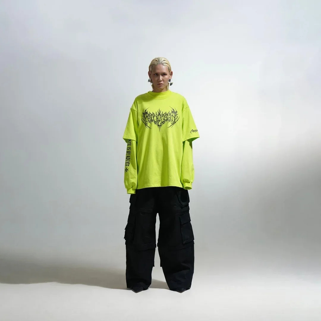 Y2k Street Wear GRAILZ Men Round Neck T-shirts Women Clothing 1 1 High Quality Damaged Long Sleeve Top Tee T-shirt 240705