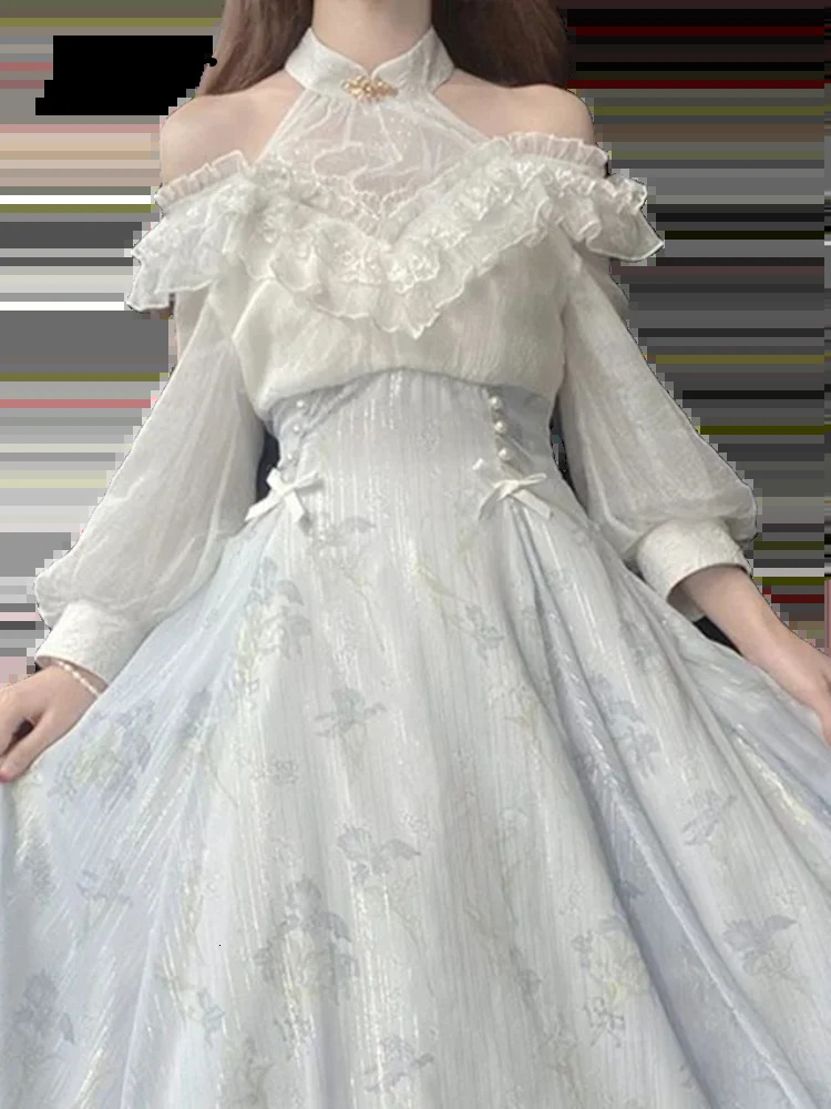 CJFHJE Summer Even Party Lace Formal Dresses French Vintage Elegant Lady Midi Dress Women Floral Lolita One Piece Dress Korean 240702