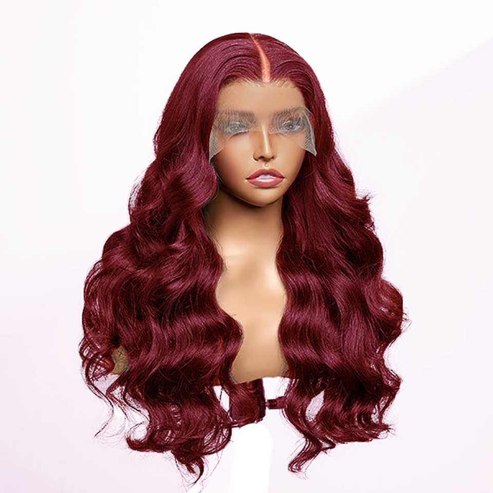 99J Bury Front Human Hair 13X4 HD Body Wave Frontal 4X4 Lace Closure Wigs