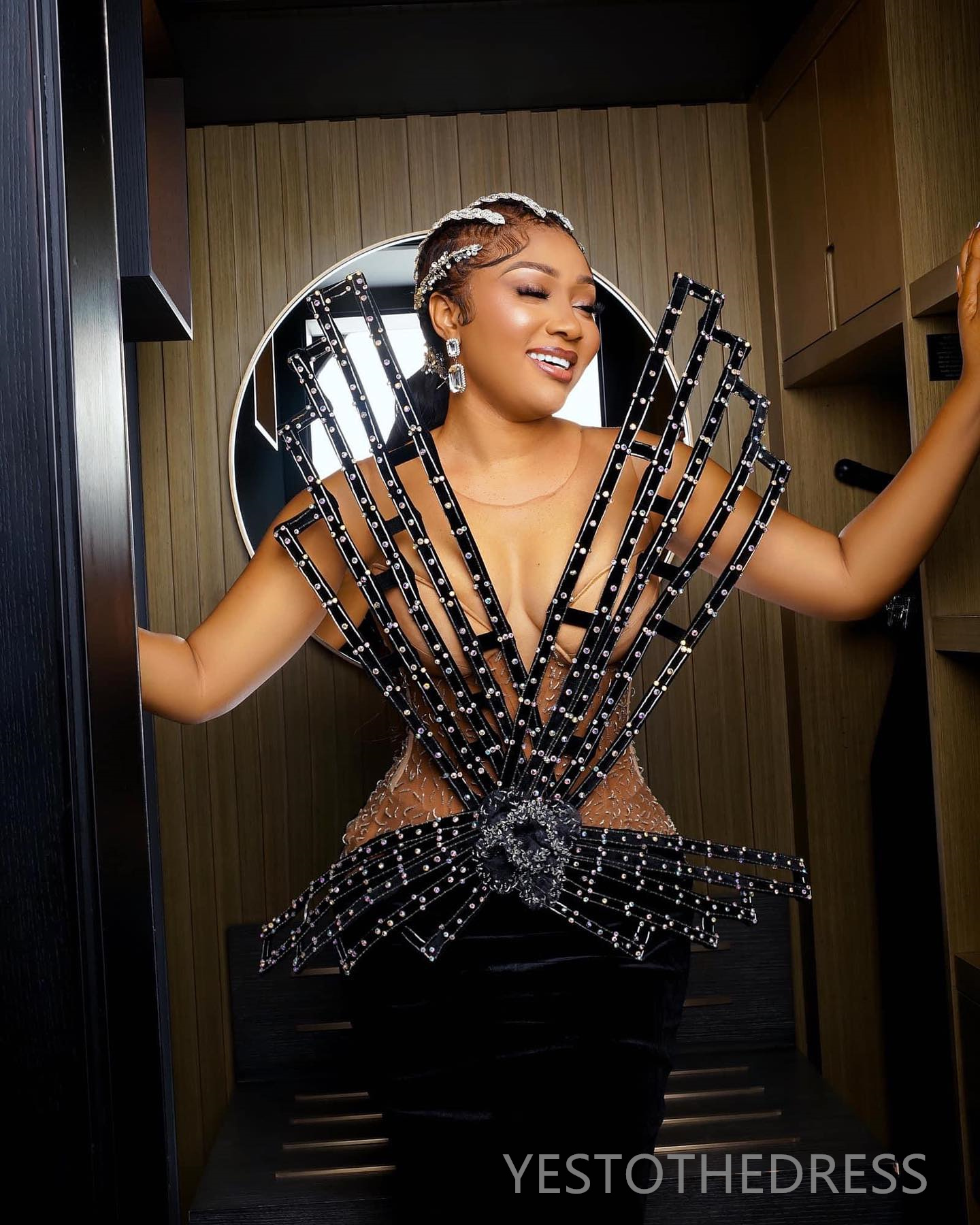 R&W 2024 Plus Size Prom Mermaid Promdress Evening Formal Illusion Sheer Neck Veet Beaded Birthday Dress Second Reception Gowns Engagement Gown AM1312