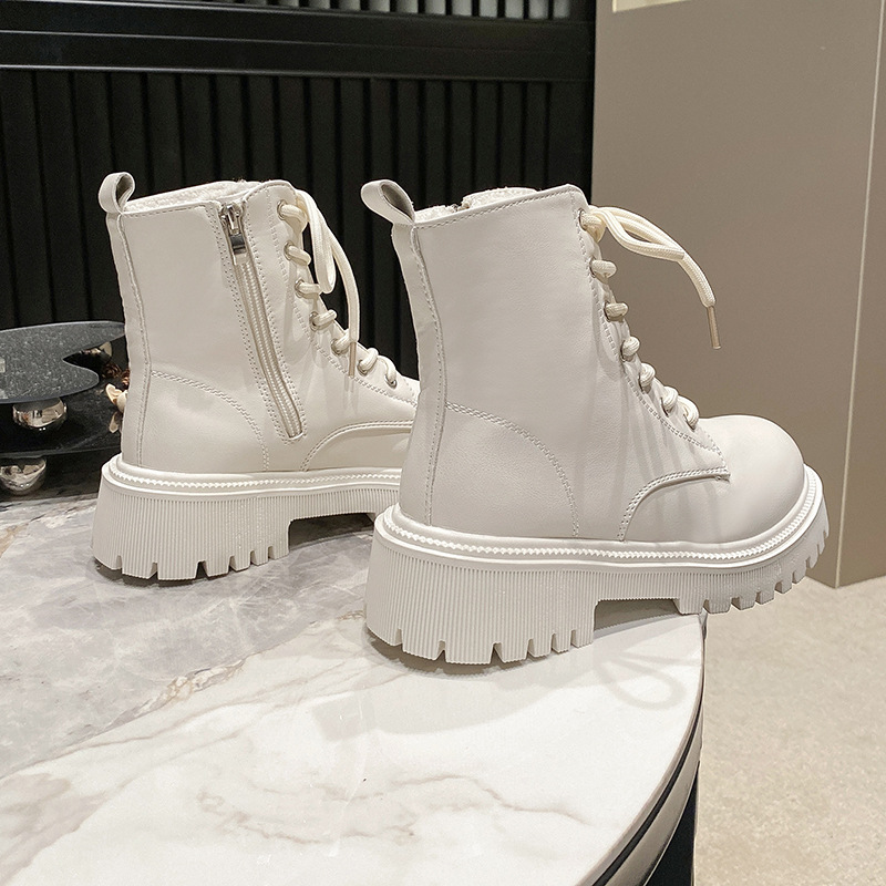 2025 New British Plush Thickened Fashion Thick Bottom Women's Boots Motorcycle Boots Snow Boots