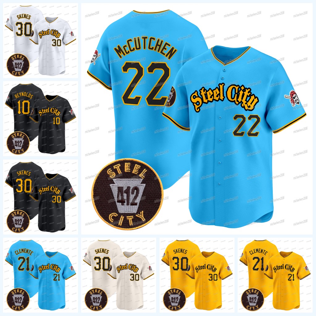30 Paul Skenes Pirates 2024 Steel City 412 patch Jersey Roberto Clemente Andrew McCutchen Bryan Reynolds Connor Joe Hayes Oneil Cruz Mitch Keller Rowdy Tellez