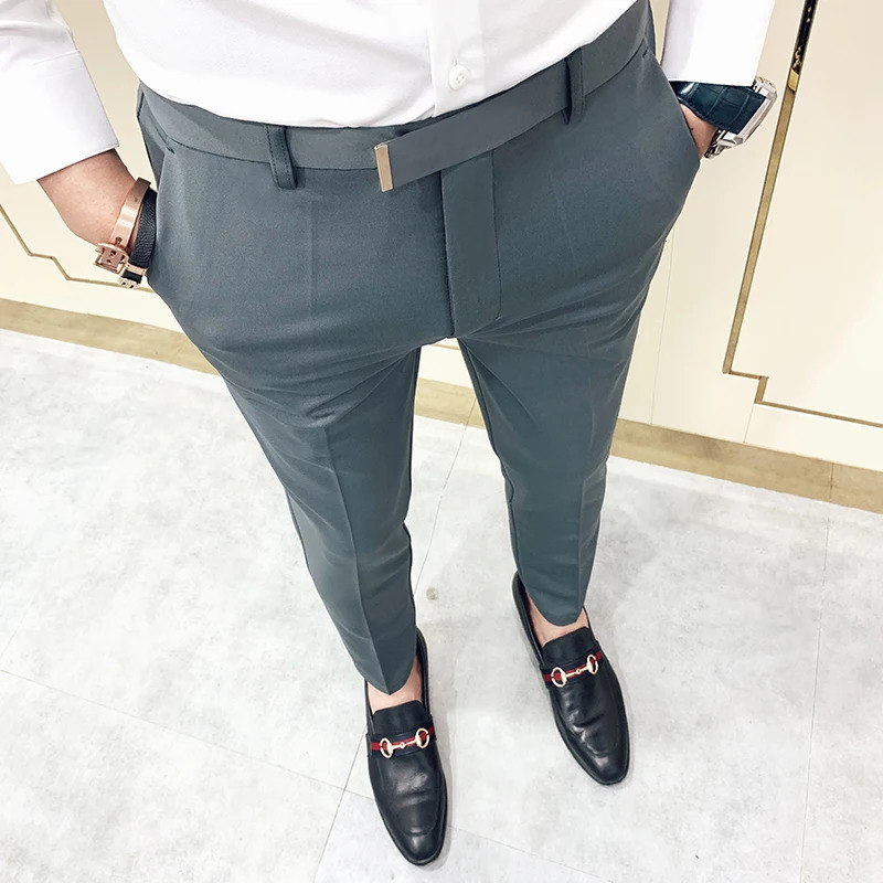 Suit Pants Spring Man Suit Pants Fashion Casual Slim Business Suit Pants Men Wedding Party Work Trousers Classic Large 36 240708