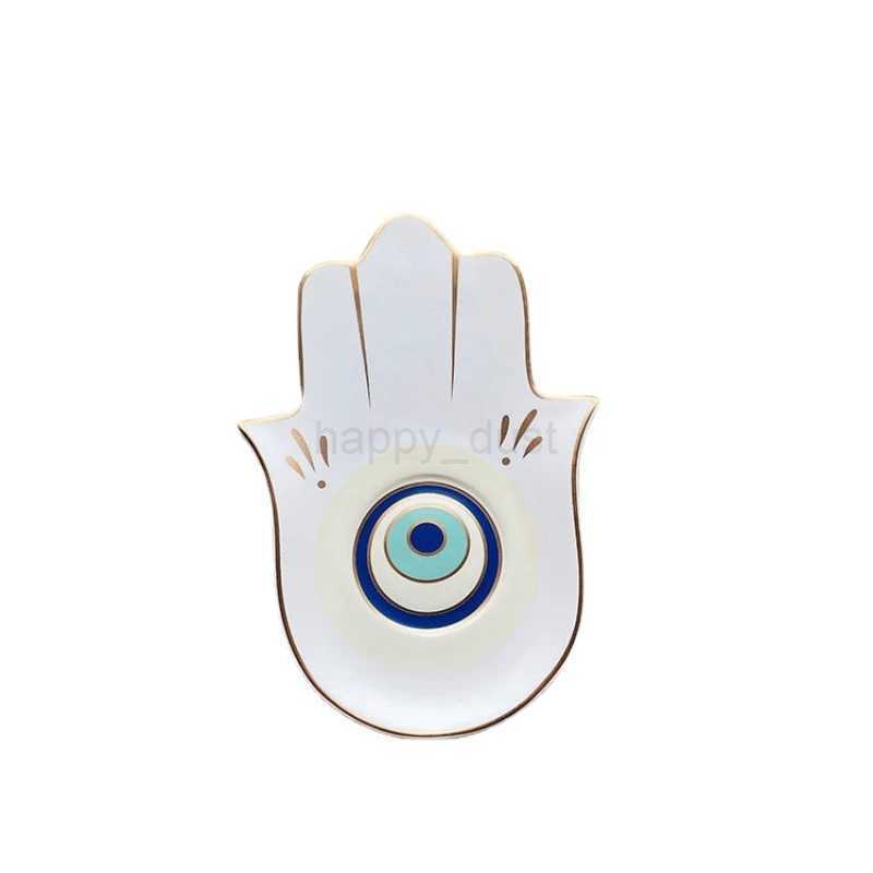 Ceramic Evil Eye Hamsa Hand of Fatima Jewelry Tray Storage Tray Desk Ornament Gothic Home Decor Office Bookcase DecorationCL240710
