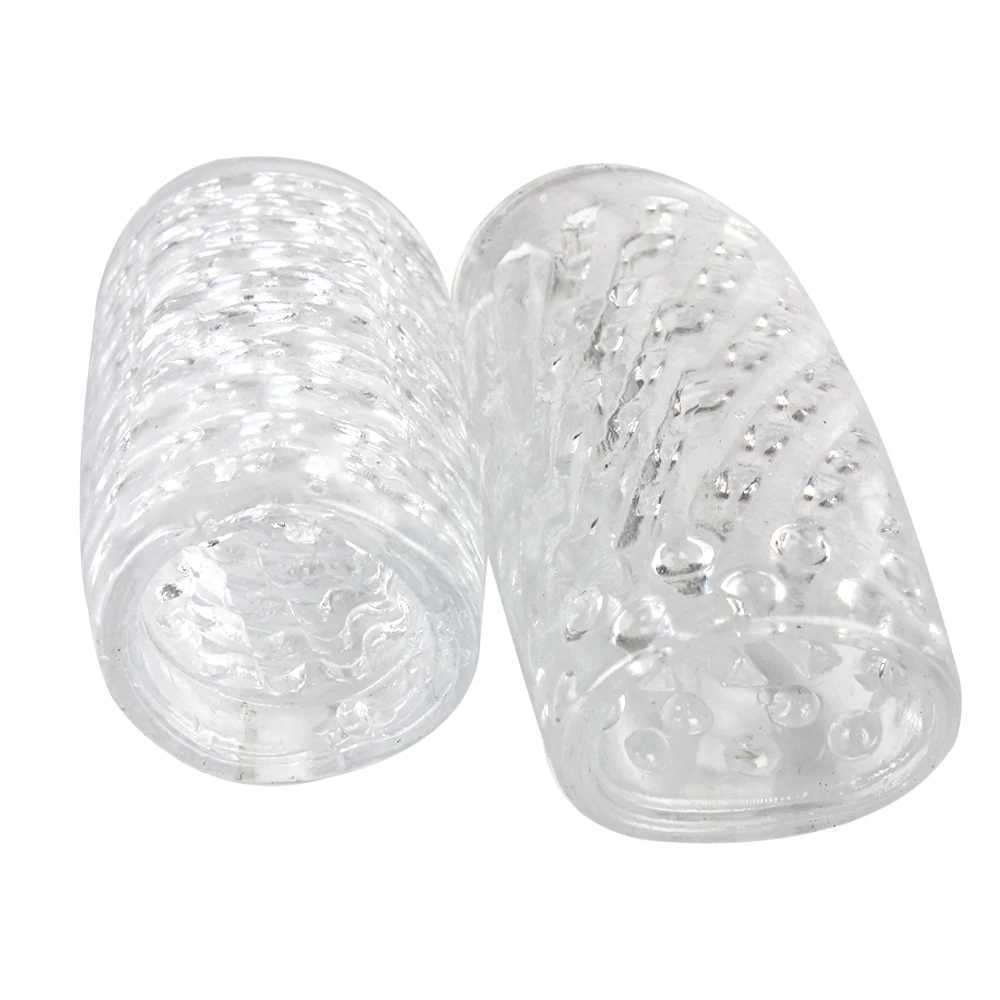 3.54inch Transparent Male Masturbator Artificial Pussy Vaginal For Men 18 Glans Sucking Penis Pump Spikes Exerciser Sex ToysXJ250319