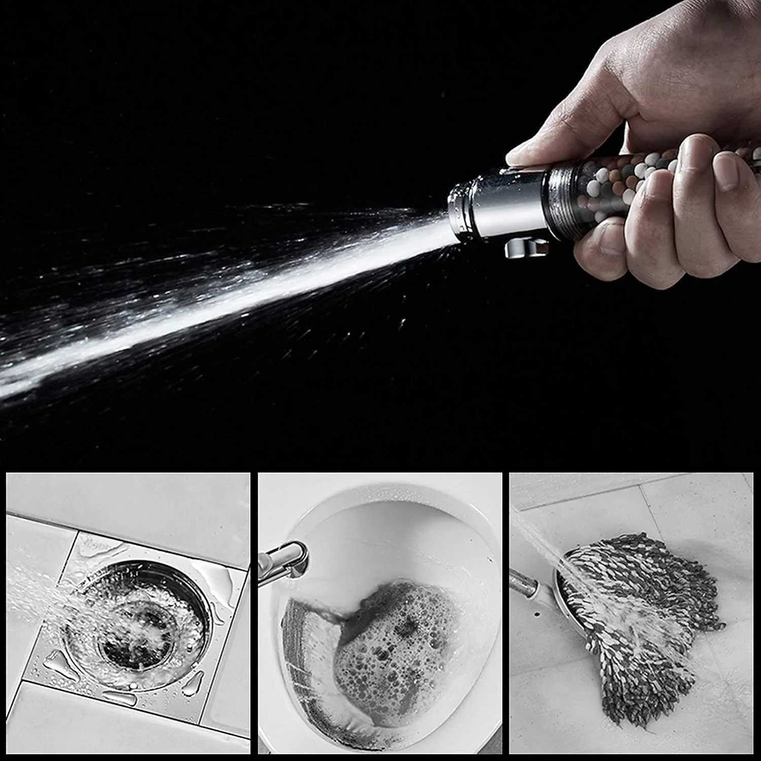3 Modes Adjustable High Pressure Head SPA Shower Water Saving Filter Balls Replaceable Switch Button One Key Stop ShowerCL240710