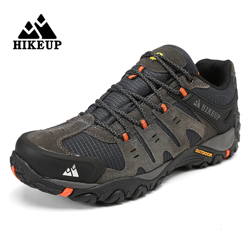 HIKEUP Arrival Leather Hiking Shoes Wear resistant Outdoor Sports Mens Shoes Lace Mens Shoes Climbing Hiking Hunting Sports Shoes 240710