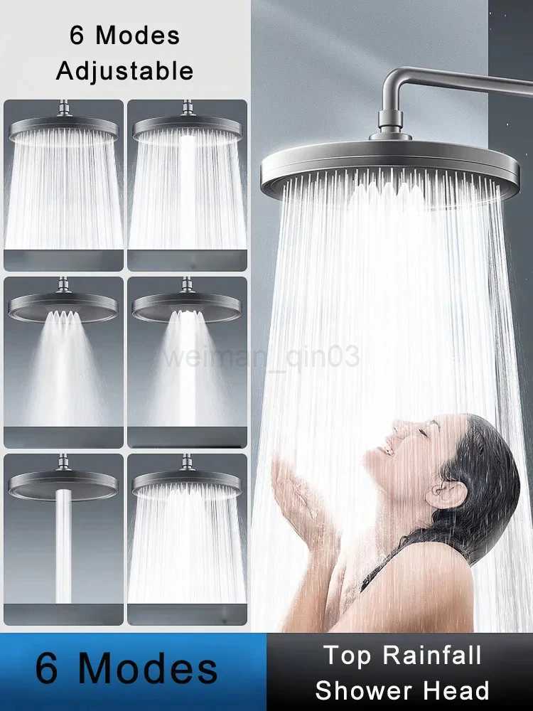 New 230mm Big Panel Showerhead 6 Mode Supercharge Rainfall Shower Head High Pressure Top Rain Shower Faucet Bathroom AccessoriesCL240710