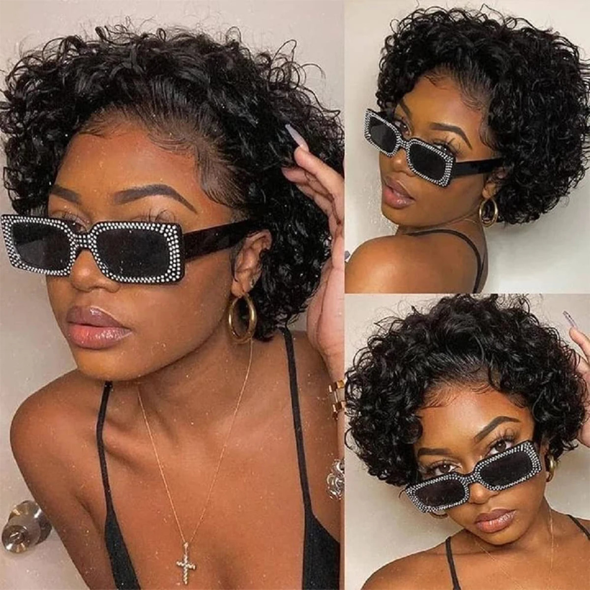 Pixie Cut Wigs Human HaiShort Curly Lace Front Human Hair Wigs For Women Brazilian Water Wave Bob Wig 13x1 Transparent Lace Wigs 240705