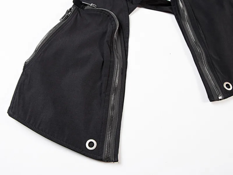 IEFB Black Zipper Pockets High Quality Locomotive Moto Biker Sports Coat Functional Casual Punk Style Trendy Cool Vest 240704