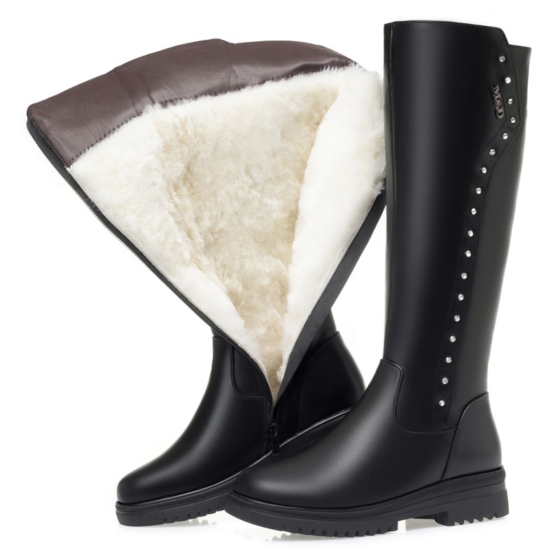 AIYUQI Women's Boots Cowhide 2024 New Genuine Leather Women Winter Boots Large Size Wool Warm Female Knight Boots