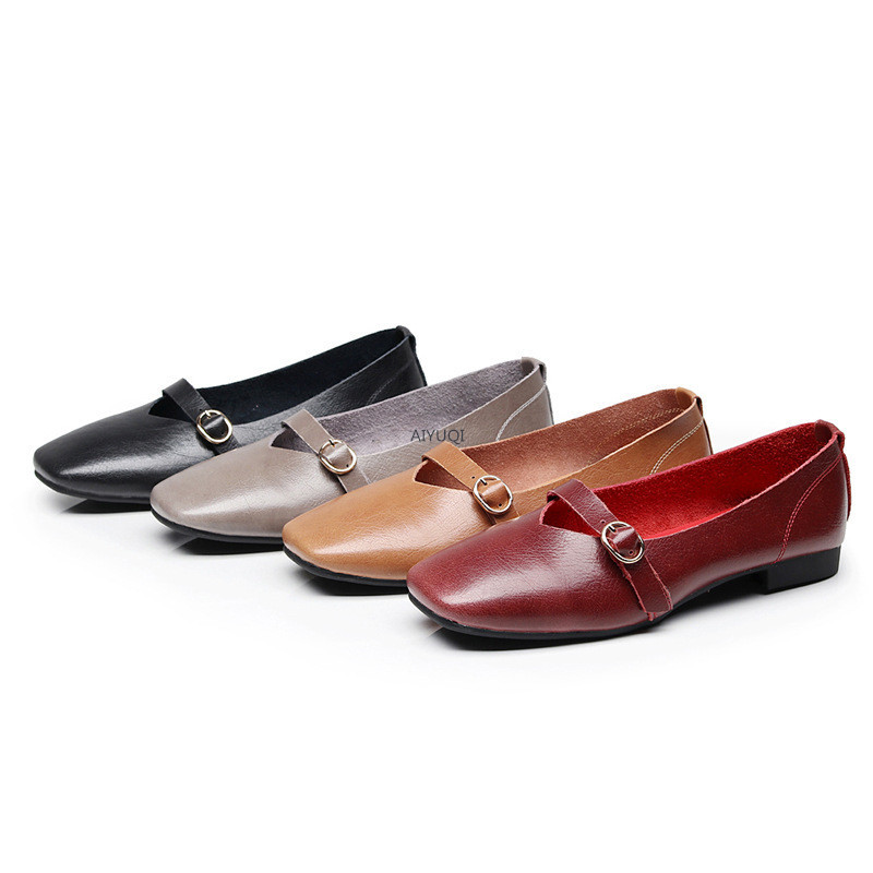 AIYUQI Women flat shoes 2024 spring new genuine leather women casual shoes large size 35-43 comfortable mother shoes women